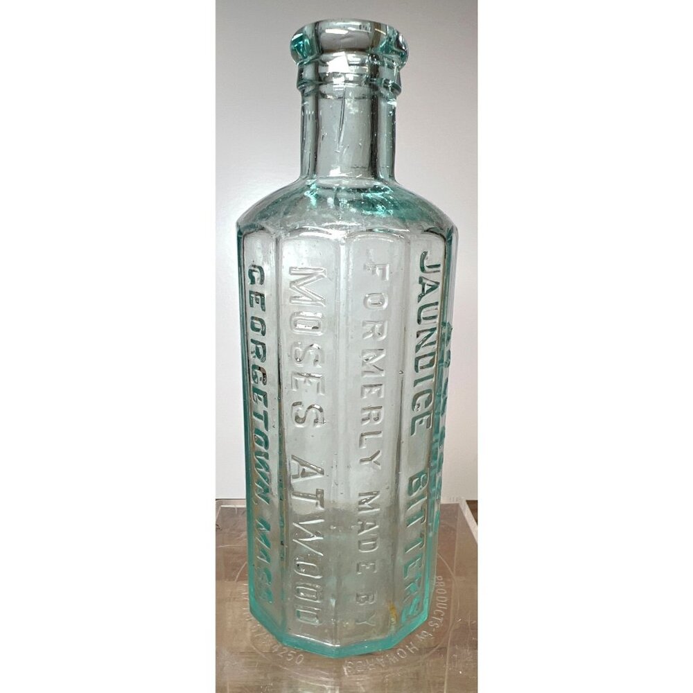 Antique Atwood Jaundice Bitters Bottle Moses Atwood Georgetown Mass Hexagon Shap
